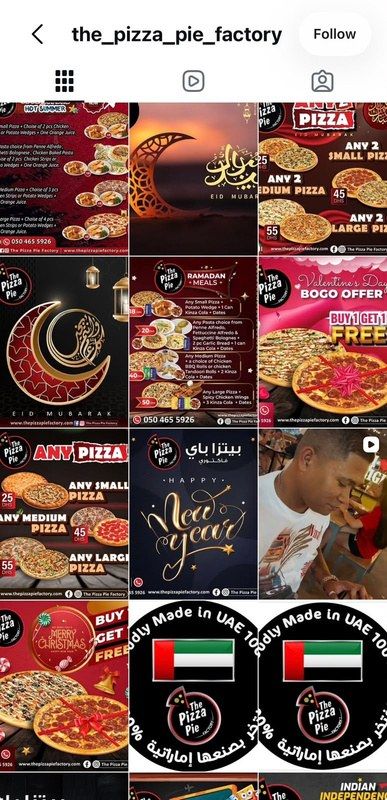 Pizza Pie Factory Instagram grid before