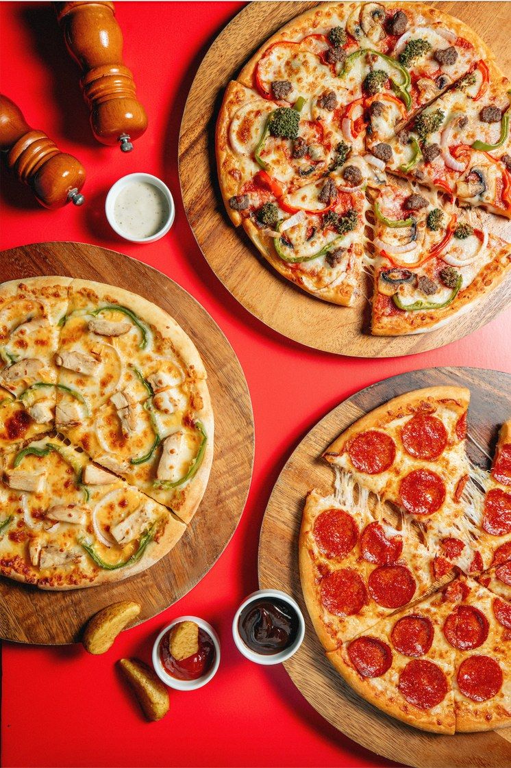 Pizza Pie Factory pizzas shot for the rebuilt feed